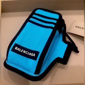 Balenciaga Explorer Arm Phone Holder in Blue NEW